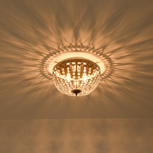 French Country Empire Draped Crystal Cage Semi Flush Mount