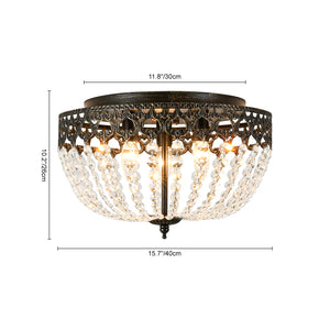 French Country Empire Draped Crystal Cage Semi Flush Mount