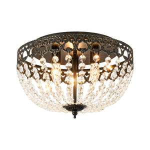French Country Empire Draped Crystal Cage Semi Flush Mount