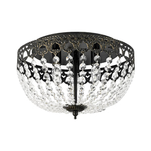 French Country Empire Draped Crystal Cage Semi Flush Mount
