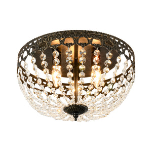 French Country Empire Draped Crystal Cage Semi Flush Mount