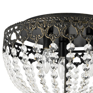French Country Empire Draped Crystal Cage Semi Flush Mount