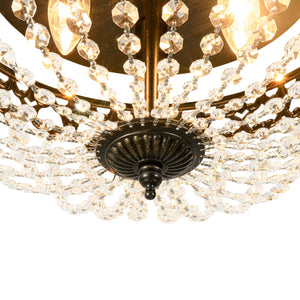 French Country Empire Draped Crystal Cage Semi Flush Mount