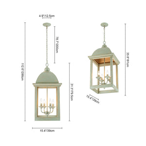 French Shabby Chic Patina Style Square Lantern Chandelier