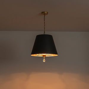 French Vintage Black Gold Iron Drum Cage Chandelier