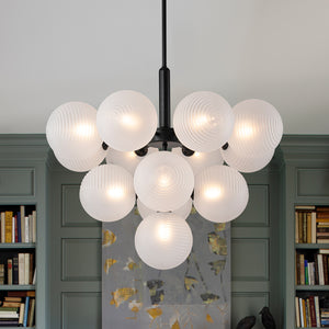 (OpenBox) Frosted Ribbed Glass Bubble Chandelier