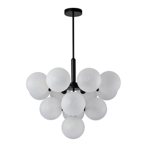 Frosted Ribbed Glass Bubble Chandelier
