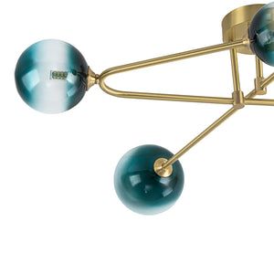 Funky Blue Glass Bubble Linear Sputnik Semi Flush Mount