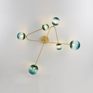 Funky Blue Glass Bubble Linear Sputnik Semi Flush Mount