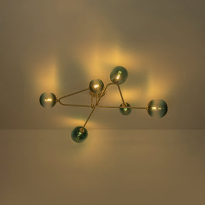 Funky Blue Glass Bubble Linear Sputnik Semi Flush Mount