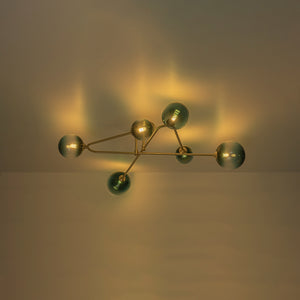 Funky Blue Glass Bubble Linear Sputnik Semi Flush Mount