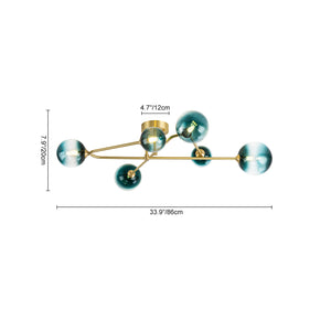 Funky Blue Glass Bubble Linear Sputnik Semi Flush Mount