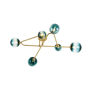Funky Blue Glass Bubble Linear Sputnik Semi Flush Mount