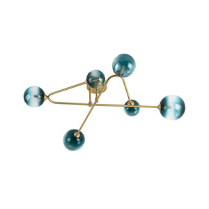 Funky Blue Glass Bubble Linear Sputnik Semi Flush Mount