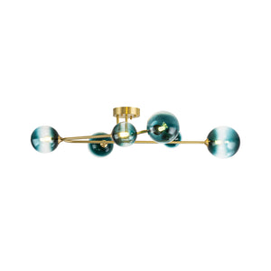 Funky Blue Glass Bubble Linear Sputnik Semi Flush Mount