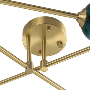 Funky Blue Glass Bubble Linear Sputnik Semi Flush Mount