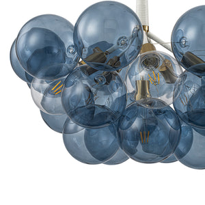 Funky Cluster Smoky Blue Glass Globe Bubble Chandelier
