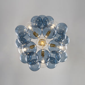 Funky Cluster Smoky Blue Glass Globe Bubble Chandelier