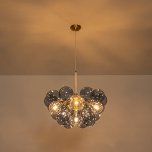 Funky Cluster Smoky Blue Glass Globe Bubble Chandelier