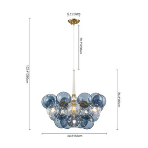 Funky Cluster Smoky Blue Glass Globe Bubble Chandelier