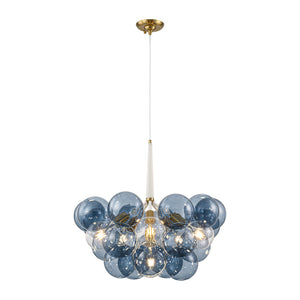 Funky Cluster Smoky Blue Glass Globe Bubble Chandelier