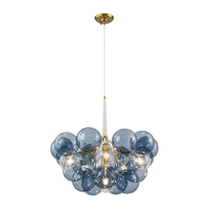 Funky Cluster Smoky Blue Glass Globe Bubble Chandelier