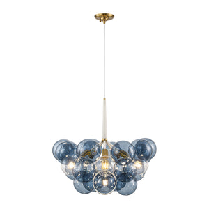 Funky Cluster Smoky Blue Glass Globe Bubble Chandelier