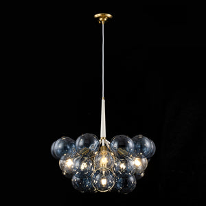 Funky Cluster Smoky Blue Glass Globe Bubble Chandelier