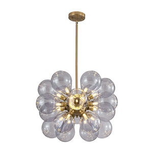 Morandi 18-Light Cluster Lavender Gray Glass Bubble Chandelier