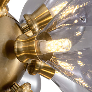 Morandi 18-Light Cluster Lavender Gray Glass Bubble Chandelier