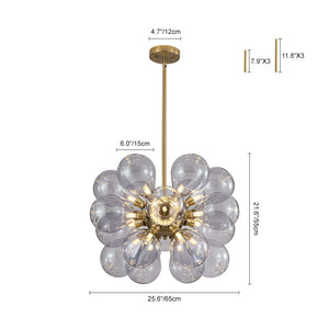 Morandi 18-Light Cluster Lavender Gray Glass Bubble Chandelier