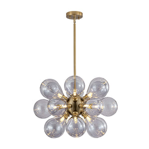 Morandi 18-Light Cluster Lavender Gray Glass Bubble Chandelier