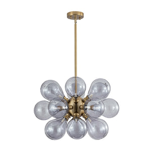 Morandi 18-Light Cluster Lavender Gray Glass Bubble Chandelier