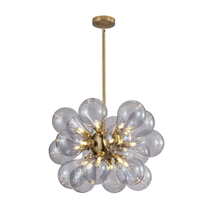 Morandi 18-Light Cluster Lavender Gray Glass Bubble Chandelier