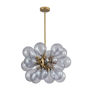 Morandi 18-Light Cluster Lavender Gray Glass Bubble Chandelier