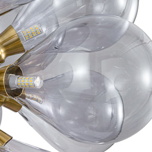 Morandi 18-Light Cluster Lavender Gray Glass Bubble Chandelier