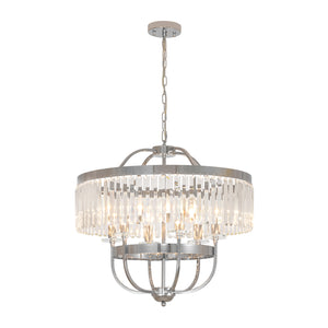 Glam Luxury 6-Light Faceted Crystal Round Cage Chandelier