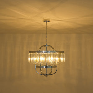 Glam Luxury 6-Light Faceted Crystal Round Cage Chandelier