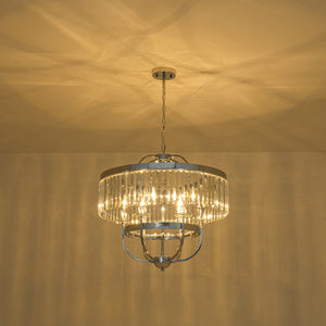 Glam Luxury 6-Light Faceted Crystal Round Cage Chandelier