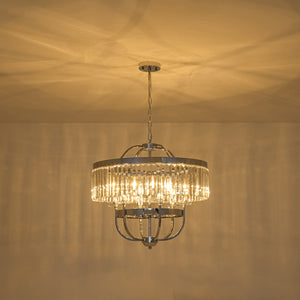 Glam Luxury 6-Light Faceted Crystal Round Cage Chandelier