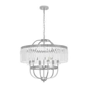 Glam Luxury 6-Light Faceted Crystal Round Cage Chandelier