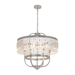 Glam Luxury 6-Light Faceted Crystal Round Cage Chandelier