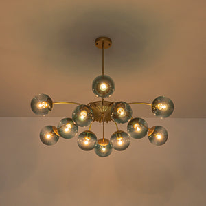 Glam Bloom 12-Light Blue Glass Bubble Semi Flush Chandelier