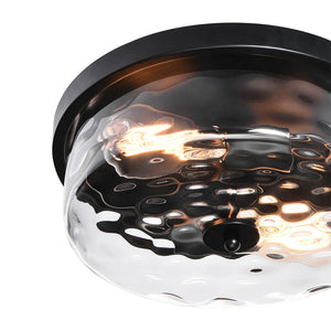 Hammered Glass Flush Mount Ceiling Light