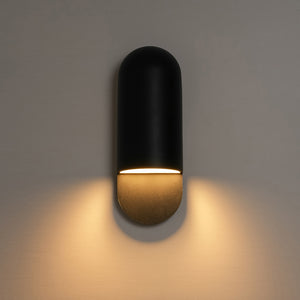 IP54 Minimalist Black 1-Light Iron Tube Outdoor Wall Lamp