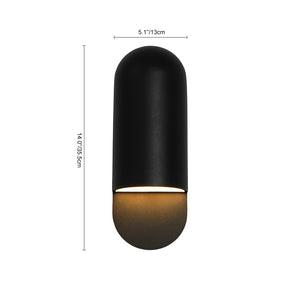 IP54 Minimalist Black 1-Light Iron Tube Outdoor Wall Lamp