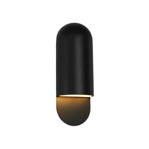 IP54 Minimalist Black 1-Light Iron Tube Outdoor Wall Lamp