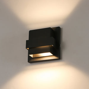 IP54 Up and Down Black Square LED Outdoor Wall Light