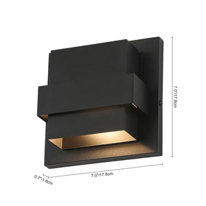IP54 Up and Down Black Square LED Outdoor Wall Light