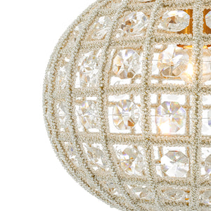 French Antique Brass Crystal Globe Cage Semi Flush Mount